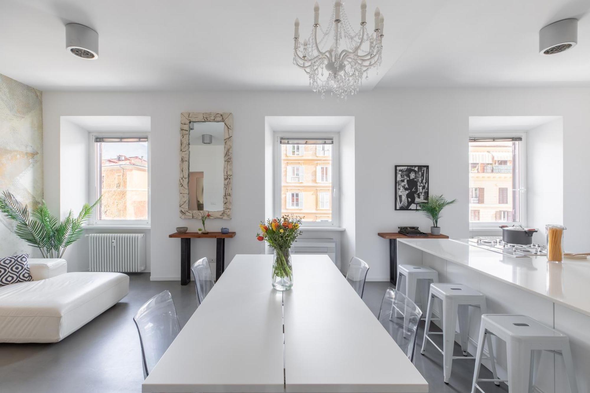 Apartment Trastevere Modern 4br 4baths, Wifi, Ac, Custom Kitchen, Living